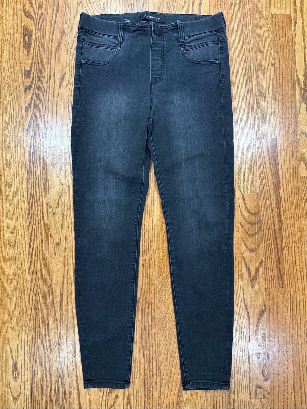 Liverpool "The Skinny" High-rise Pull-on Night Jet Black Wash Denim Jeans (8/29)